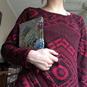 zig zag print mini sweater dress